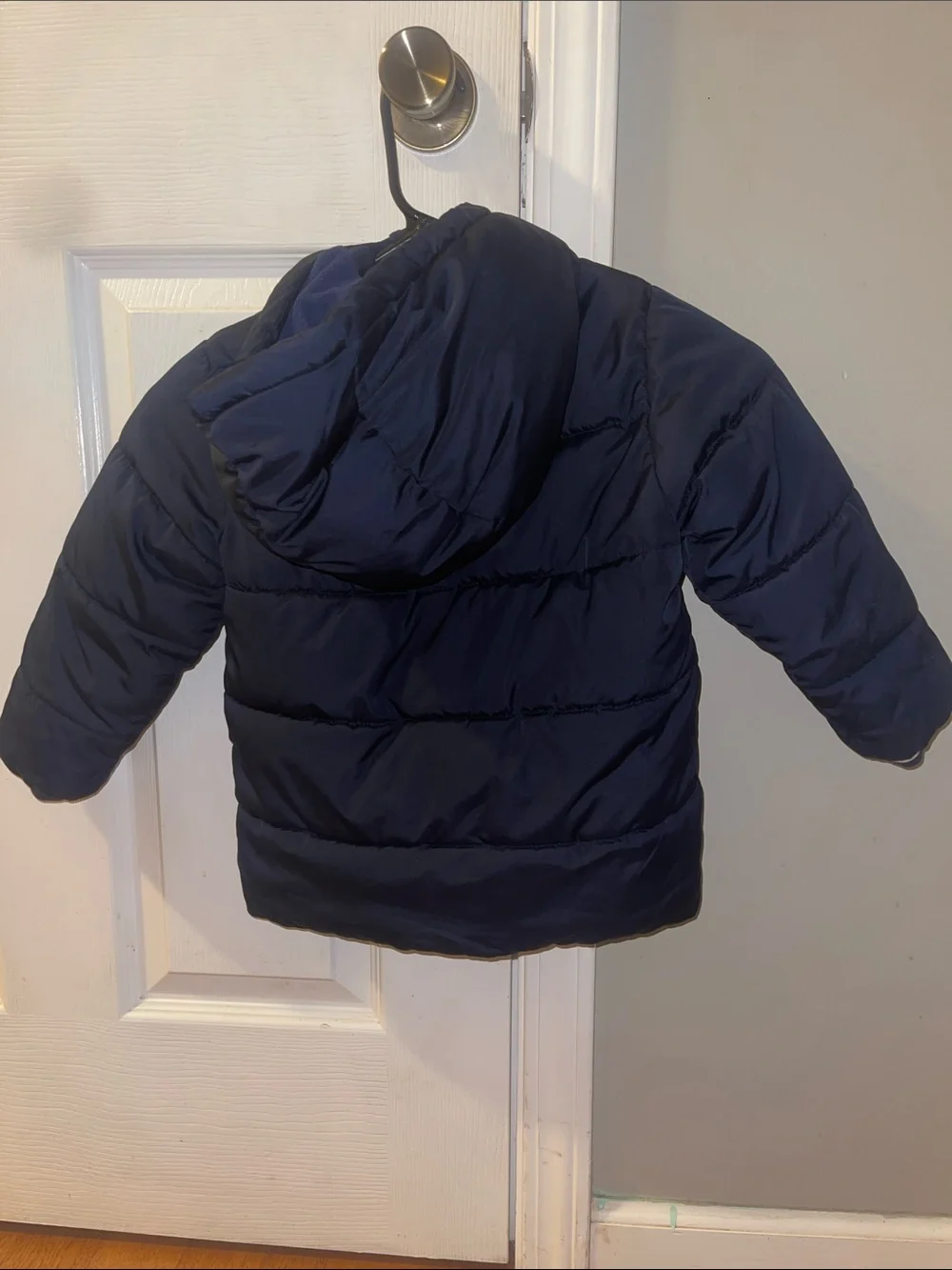 Kids Puffer Hooded Jacket - Navy